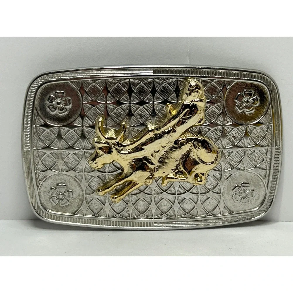 Western Cowboy Rodeo Bucking Bull Rider‎ Belt Buckle Silver Tone Gold Tone